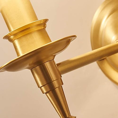 Miniatura 3 de ZZZYZ Modern Brass 2 Light Wall Sconce with Flared White Textile Shade Wall Light Vintage Brass Tapered Column Stand Wall Lamp for Bedroom Lighting