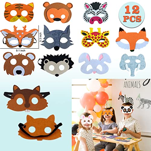 Dosewart 71Pcs Jungle Party Favors, Safari Theme Birthday Party Supplies With Felt Jungle Animal Masks, Temporary Tattoos For Kids, Slap Bracelets, Animal Sticker, Stampers For Goodie Bag Fillers #TOP1