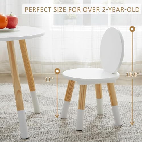 VECELO-Round-Table-and-Chair-Set-Playroom-Furniture-Wooden-Modern-Minimalist-Design-Compact-Size-Easy-Assembly-White VECELO Round Table and Chair Set Playroom Furniture Wooden Modern Minimalist Design Compact Size Easy Assembly White