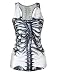 Pink Queen Hot Women Skeleton Skull Printed Sleeveless T Shirt Tank Tops (White Skull)