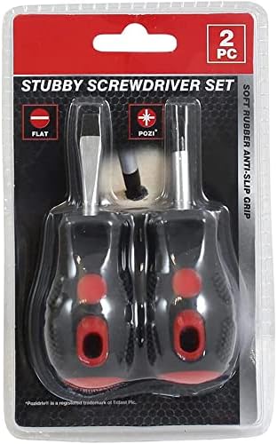 PRICE BEATER, Stubby Screwdriver Stainless Steel Flat Slotted/Carburetor Screwdriver 2 x 38 mm, for DIY Repairing Small Compact Hand Tools for Repair Works (Type-A)