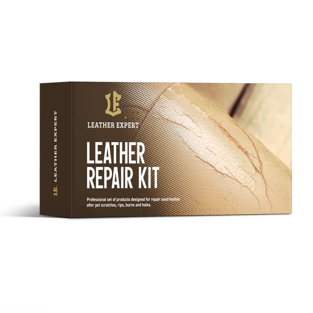 Leather Expert Kit d'entretien du Cuir Repair Kit - 2x25ml remplisseur de Cuir, remplisseur de Cuir Flexible + 2x50ml liant et Colle pour Cuir - Kit de Nettoyage du Cuir pour Voiture