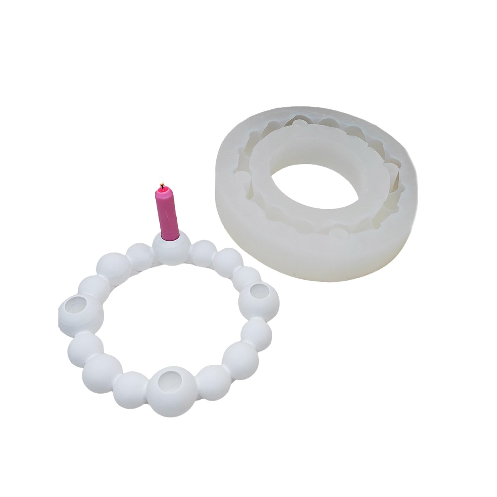 Stampi rotondi per portacandele a forma di sfera, stampi per base di candele, ornamento decorativo in silicone, accessori per la produzione a mano per candele