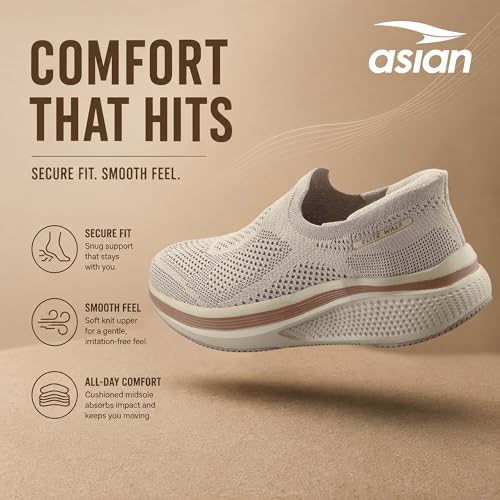 Image of ASIAN Wonderwalk Pro-01 Men's Premium Walking Shoes with Lightweight Knit Design | Soft Cushion Comfort, High-Grip Outsole, Breathable Knit and Supportive Daily Walk Performance