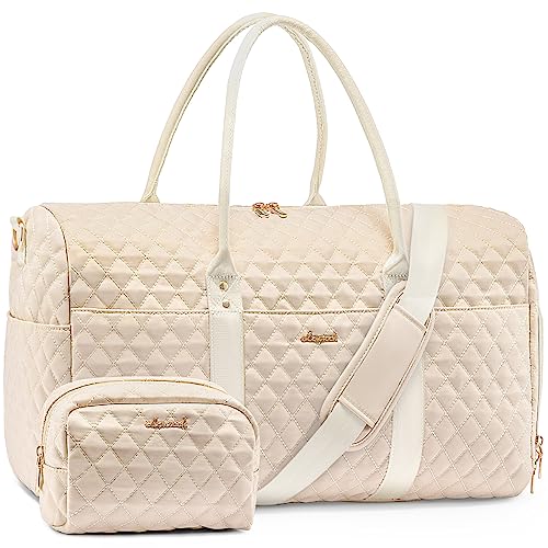 LOVEVOOK Travel Duffle Bag, Weekender Bags for Women with Shoe Compartment, Quilted Carry on Overnight Bag with Toiletry Bag, Hospital Bags for Labor and Delivery, Gym Duffel Bag with Wet Pocket
