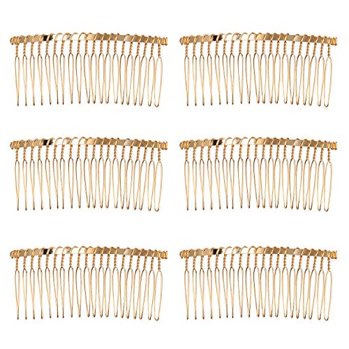 Senkary 10 Pieces Metal Hair Comb Clip Wire Wedding Bridal Veil Combs for Women (20 Teeth, Gold)