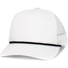 KBE-5-ROPE WHT-BLK Classic 5 Panel Cotton Twill Mesh Trucker Cap Hat Adjustable Snapback Hat