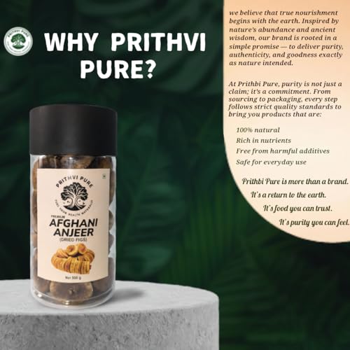 Image of PRITHVI PURE Dry Figs Afghani Anjeer 500gm | Medium Size | Rich Source of Vitamins & Dietary Fiber | Healthy Snack | Low in Calories | Fat Free | Farm Sourced