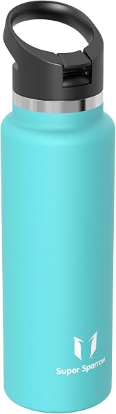Super Sparrow Water Bottle Insulated - 500ml, 750ml, 1000ml, 1.2L, 1.5L - Wide Mouth Metal Bottle - SwivelSip Flask - BPA Free, Leak Proof - Ergonomic Straw Water Bottles for Gym, Travel, Sports - 2
