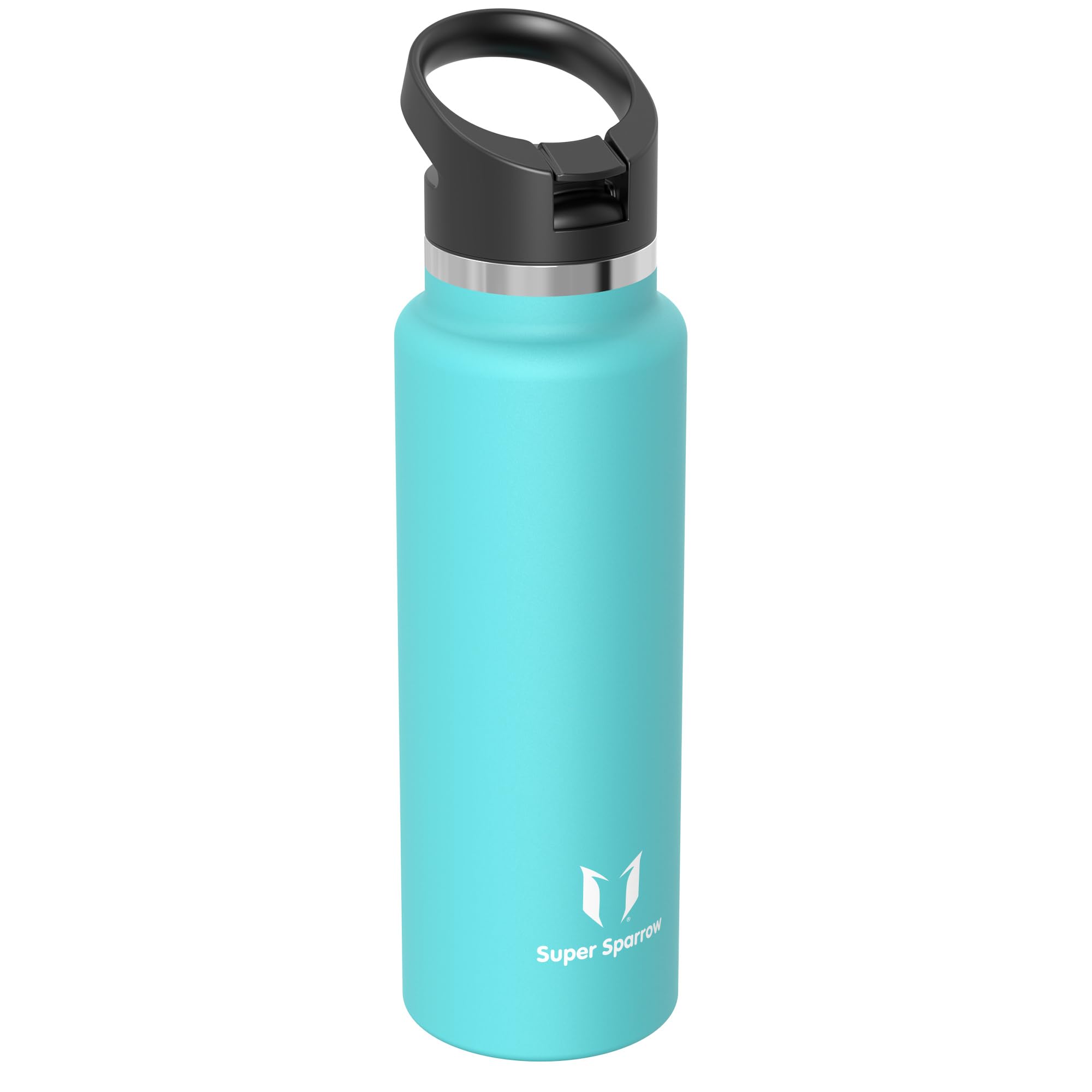 Super Sparrow Water Bottle Insulated - 500ml, 750ml, 1000ml, 1.2L, 1.5L - Wide Mouth Metal Bottle - SwivelSip Flask - BPA Free, Leak Proof - Ergonomic Straw Water Bottles for Gym, Travel, Sports - 3
