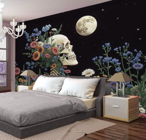 Tapiz de pared plantas y calaveras de 200x150cm para renovar paredes grandes sin pintar 3