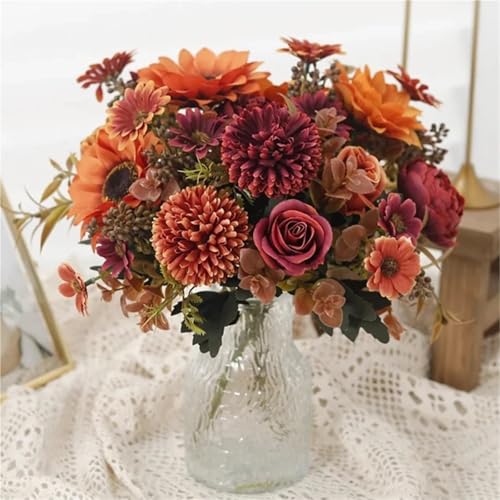 Ramo de rosas de seda artificiales decorativas con acabado realista 3