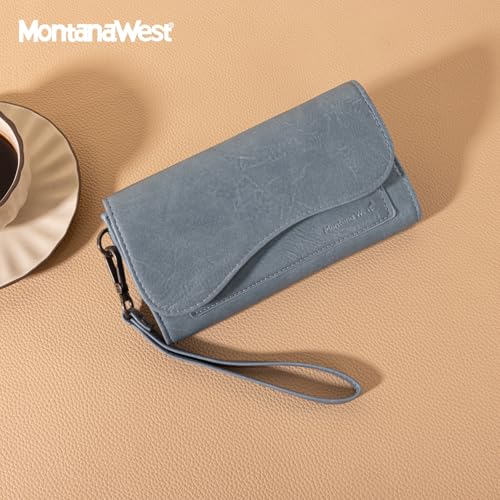 Image of Montana West Wallets for Women Large Phone Wristlet Wallets Trifold Money Organizers with Coin Purse and Wrist Strap