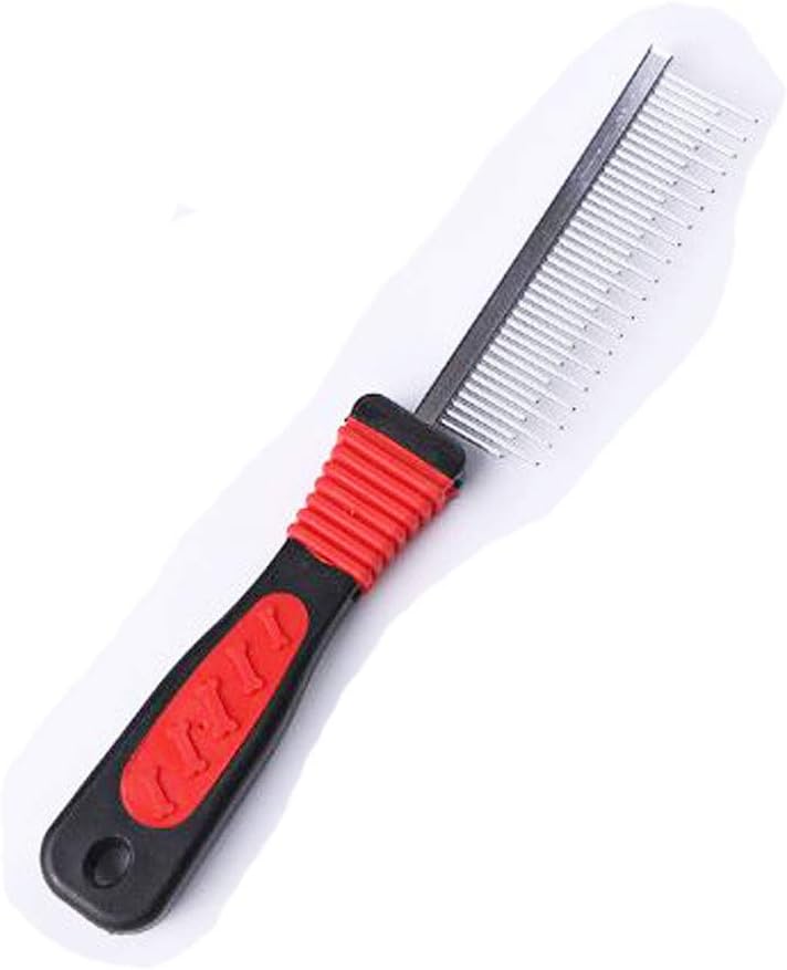 Dog or Cat Grooming Comb; Stainless Steel Dog Comb/Cat Comb with Comfortable Handle for Short or Long Hair Deshedding, Dematting.