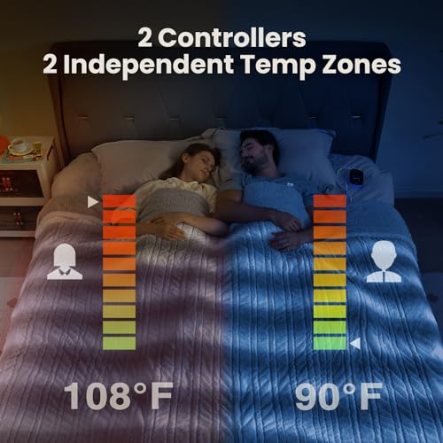 Image of Bearhug Electric Blanket King Size 100 inch x 90 inch Dual Controllers Heated Blanket, 10 Heat Settings, 1-12 Hour Auto Shut-Off, Faux Fur & Sherpa Dual-Sided, Machine Washable, Gift-Ready Elegant Packaging