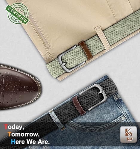 Image of KEMISANT Men's Golf Belt Nulti-pack, Braided Woven Stretch Belt for Gift Men Casual Jeans Sports Work 1 3 /8 inch