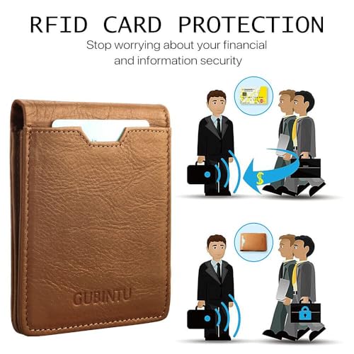 Generic RFID blocking leather wallet ，slim money cash clip purse,for Men and Women (Black), AU-9424