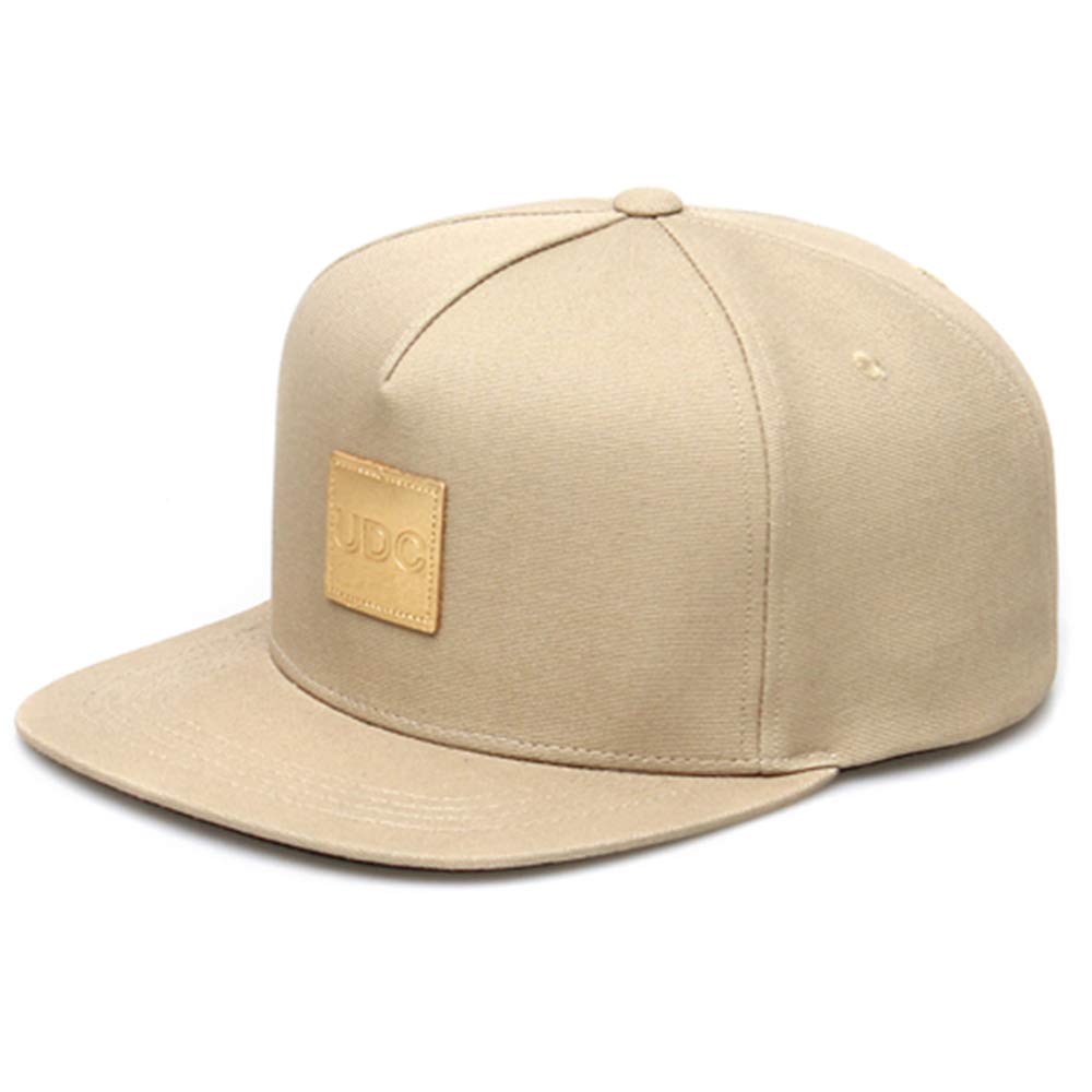 UNDERCONTROL Flat Brim Strapback Adjustable Trucker Cap Snapback for Unisex Hat Square Gold Label Oatmeal