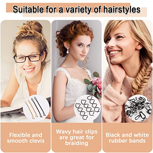 363Pcs Bobby Pins Kit, 100Pcs Hair Pins for Women 100Pcs U Shape Hair Pins, 160Pcs Elastic Hair Bands - Image 3