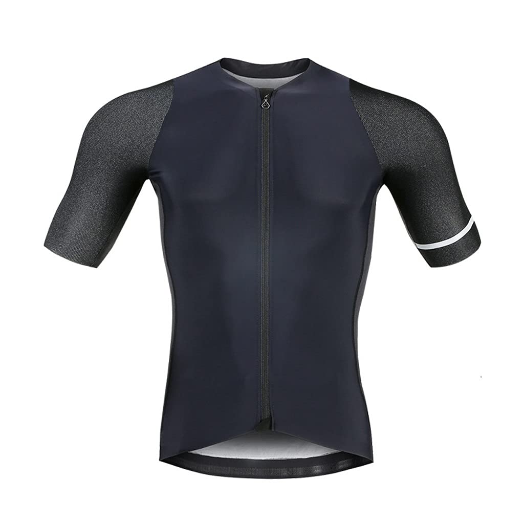 Męska odzież kolarska Męska koszulka na rowerze z krótkim rękawem Koszulka rowerowa Full Zip Wilgotność, Oddychająca Top - Koszula rowerowa Męskie koszulki kolarskie(Zwart,3XL)