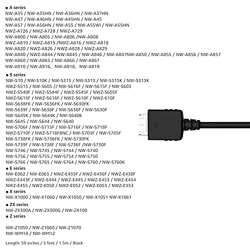 Lilibin Mp3 Player Charger Cable Compatible With Sony Walkman Nwz Mp3, Charging Cord For A Series, S Series, E Series, X Series, Z Series, Sony Nwe394/B Walkman Mp3 Player Power Cable(5Ft) #TOP3