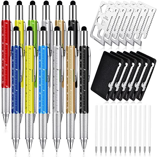 Image of Sabary 36 Pcs Gifts for Fathers Day Multitool Pen Gift for Men Birthday Gift Including 6 in 1 Tool Pen, Stainless Steel 11 in 1 Beer Opener Credit Card Tool and Black Refill(Bright Color)