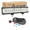 Nilight 13.5Inch Side Shooter LED Light Bar Quadruple Row Spot Flood Combo Lights w/Wiring Kit for Fog Light Driving Light Work Light on Truck SUV ATV UTV Jeep, 2 Years Warranty
