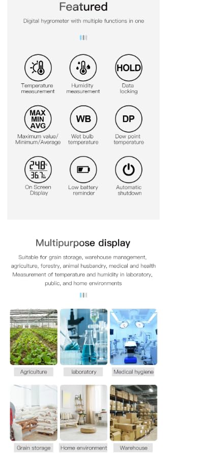 T11 - Medidor digital de temperatura y humedad multifuncional LCD para cultivo de frutas y trigo para laboratorio