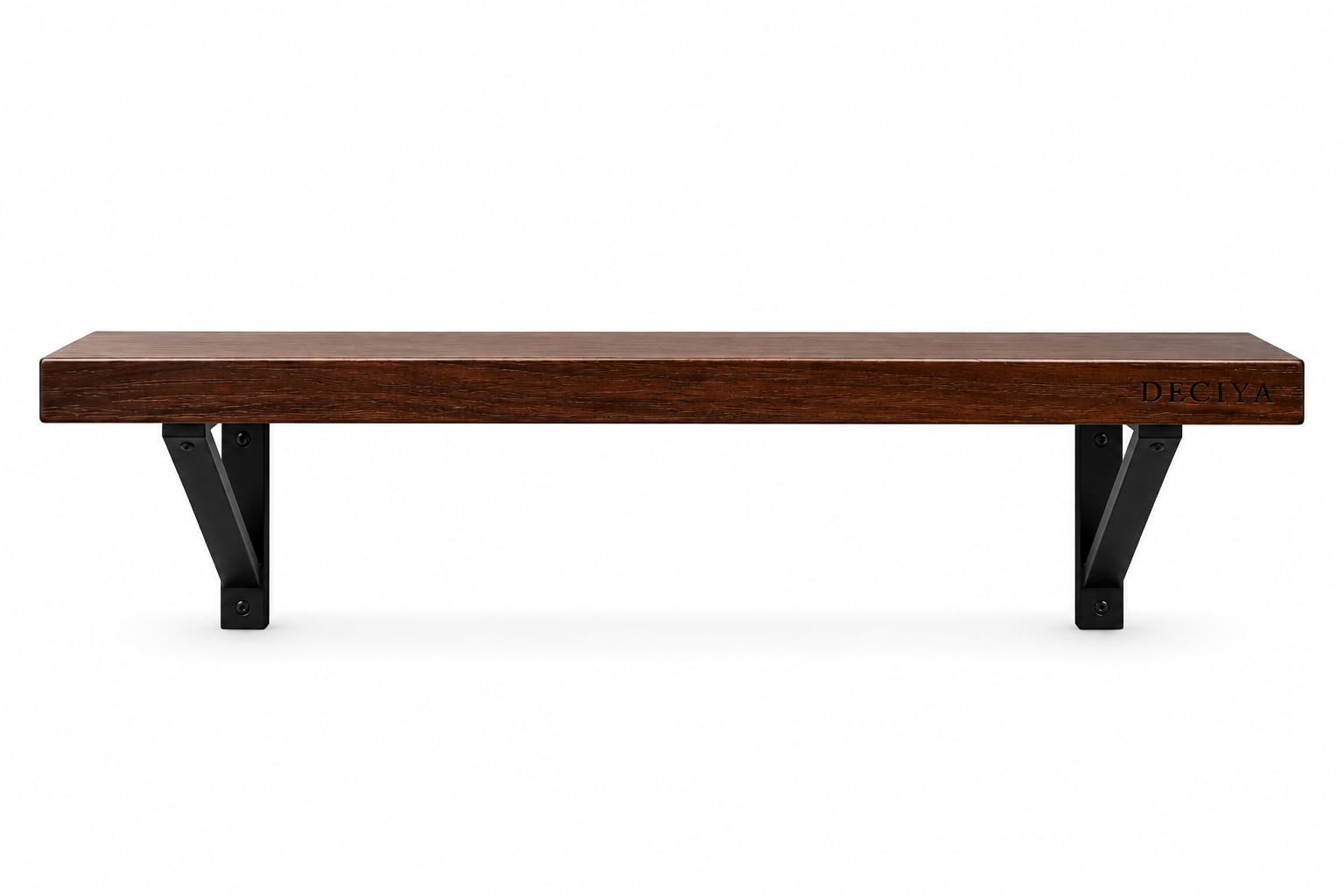 DECIYA AirShelf 58 cm Wall Shelf with Heavy Duty Metal Brackets, Solid Pine Wood, Walnut Finish, Display Shelf for Living Room, Bedroom & Office-image-15