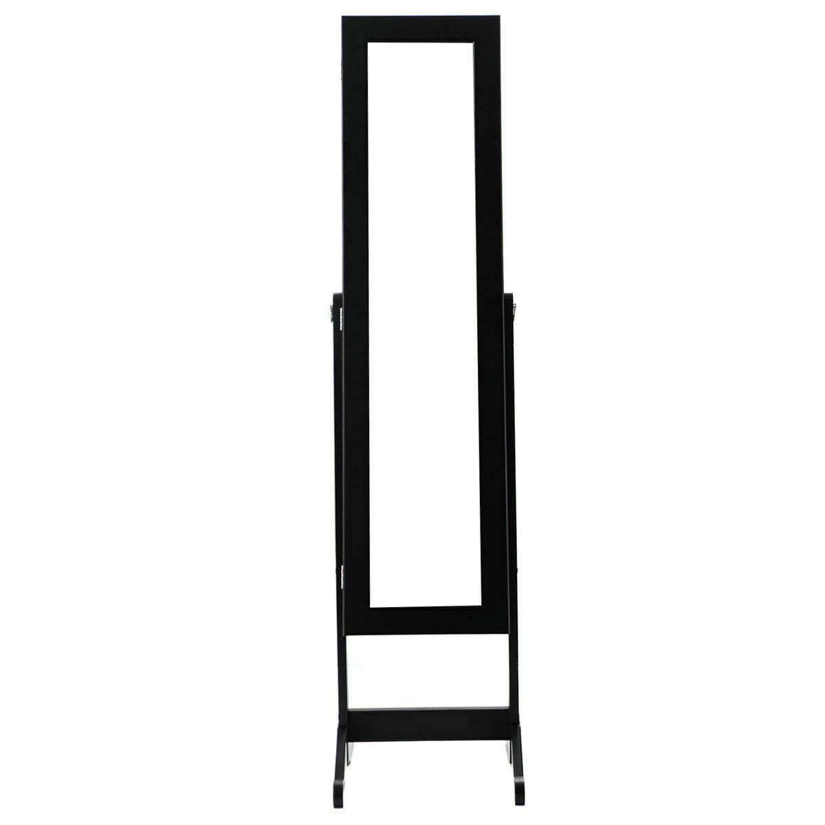 Seleq Black MDF Stand Mirror Jewelry Armoire