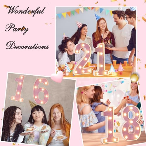 Image of LED Marquee Numbers, Small Light Up Numbers for Party, 8.58 Inch Battery Powered Lighted Number for Birthday, Night Light, Table or Home Decor (Pink Glitter, Number 1)