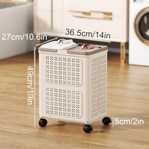 Portable Foldable Laundry Basket, Lightweight Plastic Clothes Hamper with Handles, Sturdy Design, Easy Storage for Small Spaces, Ideal for Home & Travel