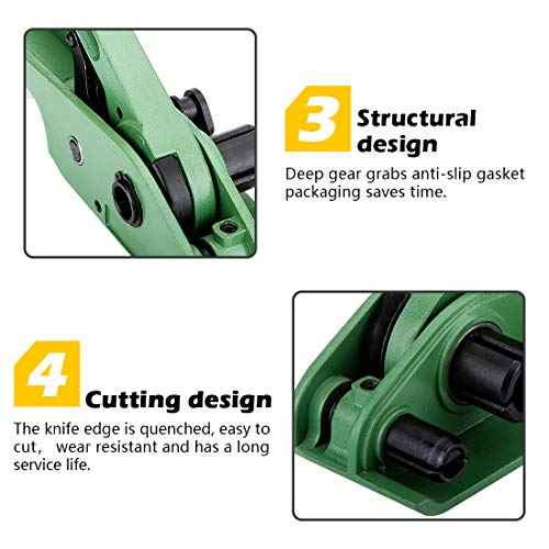 Image of MYFAMIREA Heavy Duty Poly Strapping Tensioner and Cutter Manual Banding Tools Windlass for 1 /2 inch -3 /4 inch Width Polyester Polyproplyn Strap (Jungle Green)