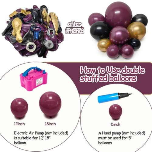 Image of Dark Purple Black Balloons Halloween Balloon Arch Double Stuffed Balloons
