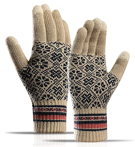 EXDUBCH 3-in-1 muts sjaal handschoenen sets voor dames dubbellaags fleece muts warme gebreide sjaal touchscreen-handschoenen - Image 6