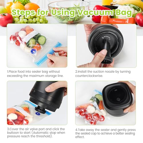 Mason Jar Vacuum Sealer Kit,3 in 1 Electric Canning Vacuum Sealer for Wide & Regular Mouth Mason Jars & Vacuum Bags,Wine Saver Pump,Cordless Portable Canning Vacuum Sealer Machine
