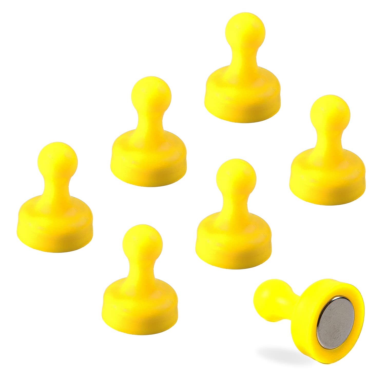 The Magnet Shop Yellow Tms Extra Strong Magnets 7 Heavy Duty Fridge Magnets, Magnetic Push Pins For Whiteboards, Office Calendars, Notice Boards, Maps, Memo Boards, Neodymium Skittle (, Large (7 Pins))
