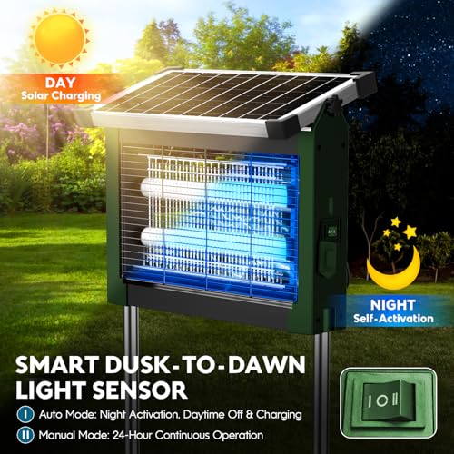 Image of Solar Bug Zapper Outdoor, Mosquito Zapper 4500V Cordless Waterproof