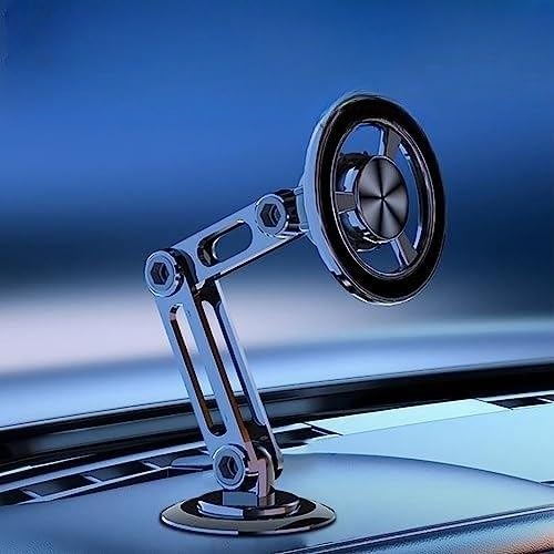 Uscallm Magnetic Car Phone Holder, Metal Car Navigation Holder, 360 Degree Rotatable Head Suction Cup Foldable Car Mount, Phone Universal