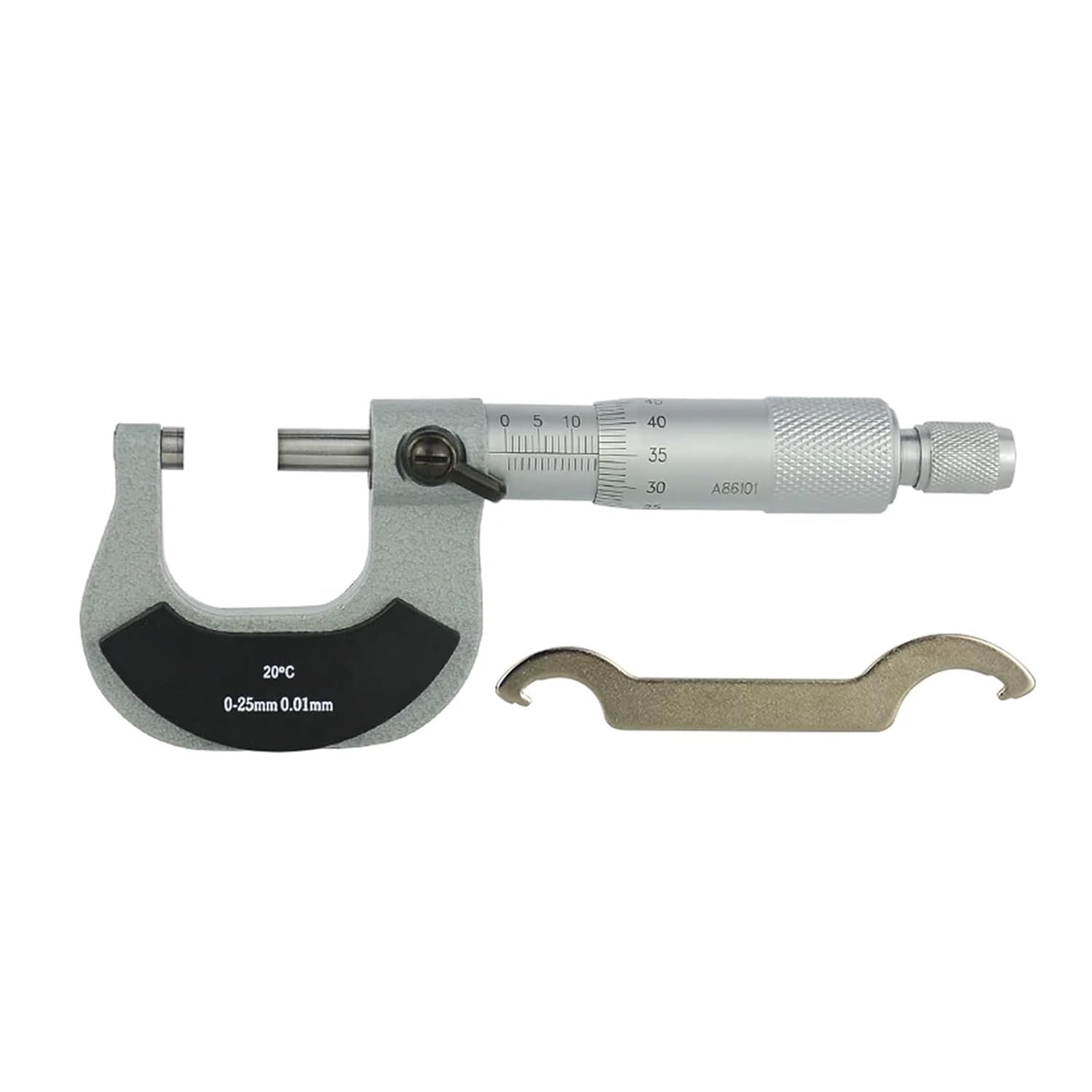 Caliper Micrometer 0-25mm 0.01mm Outside Diameter Micrometer Metric Gauge Carbon Steel Measuring Caliper(0-25mm A Type)