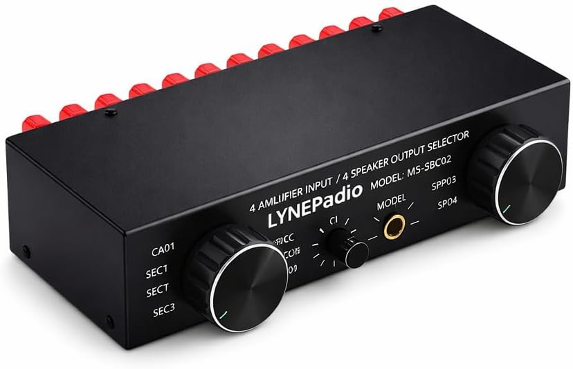 Amplifier Speaker Switch Selector,4 Input 2 Output or 2 in 4 Out 300W Per Channel Power Amplifier Speaker Select Switcher