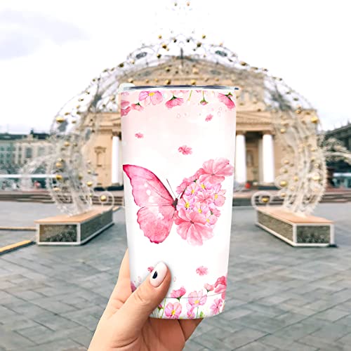 Wassmin Butterfly Gifts For Women Butterfly Tumbler Stainless Steel 20Oz Coffee Travel Cup Gifts For Woman Girls Friend Spirit Animal Lovers Birthday Christmas #TOP6