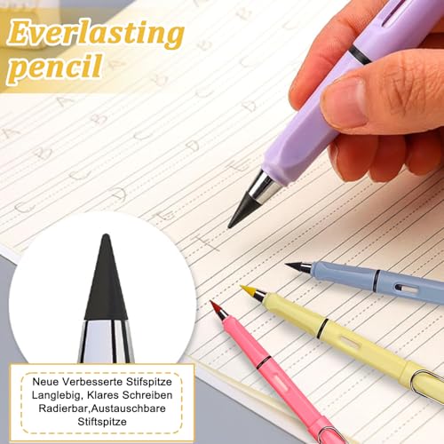 Swify Zauberbuntstift, 24pcs Swify Buntstifte, Bunte Ewiger Bleistift, Ewiger Buntstifte mit Radiergummi, Zauber Buntstift Ohne Anspitzen, Ewiger Bleistift mit austauschbaren, für Kinder Schüler Büro
