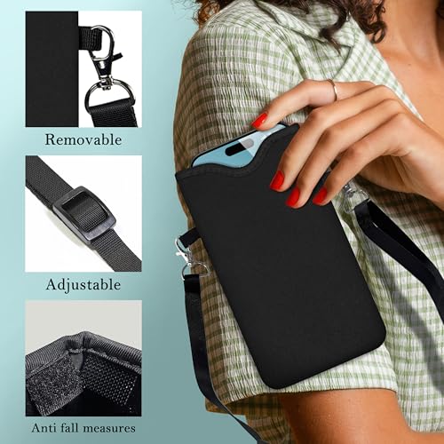 Image of HAQuke Men Women Phone Sleeve Pouch Case Bag with Crossbody Strap /Neck Lanyard for iPhone 17 /16 /15 Pro Max, Air, 16 /15 Plus, 16e; Black