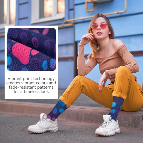 Image of Novelty Crew Socks for Unisex Wild Side with These Eye-Popping Prints 3 Pairs One Size