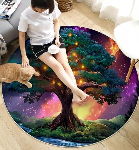 Tapis doux jaune-vert arbre étoilé pour réchauffer une chambre - 6