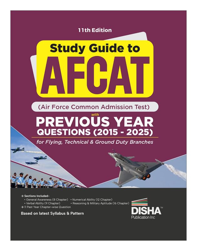 Image of Disha Study Guide to AFCAT (Air Force Common Admission Test) with Previous Year Questions (2015 - 2025) for Flying, Technical & Ground Duty Branches 11th Edition