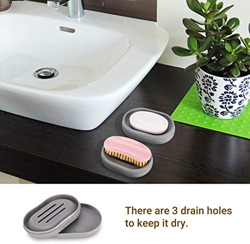JIYUERLTD 2Pack Soap Dish, Soap Bar Holder with Drainage Design,Easy Cleaning Soap Box for Home Hotel and More (Grey)