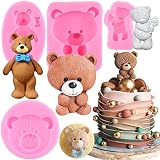 RFGHAC Bear Silicone Fondant Mold Teddy Bear Chocolate Molds For Baby Shower Party Cake Decorating C