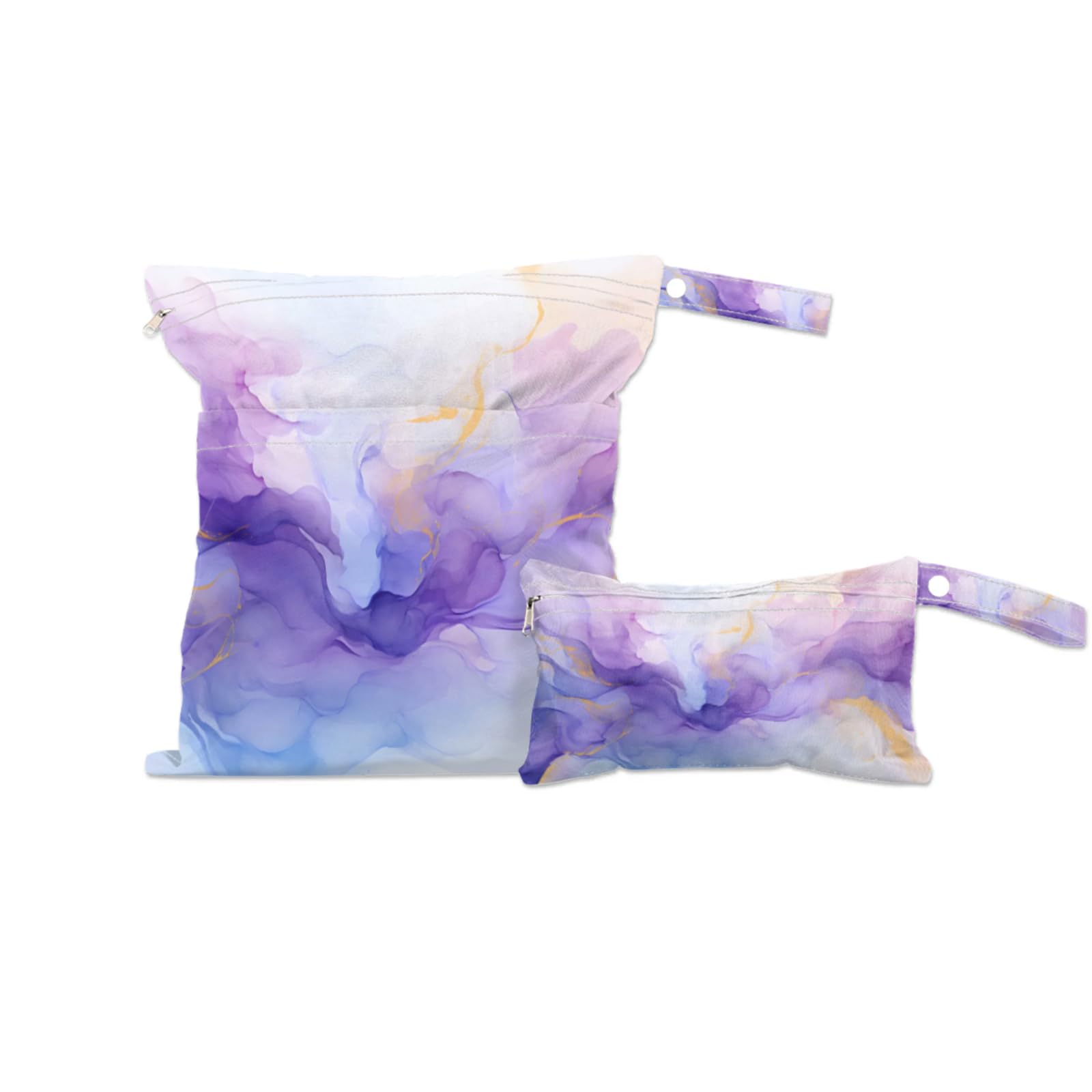 2 Set Purple Abstract Gradient Wet Dry Bags for Baby Cloth Diapers Waterproof Reusable Storage Bag for Travel,Beach,Pool,Daycare,Stroller,Gym,Laundry,Dirty Clothes,Swimsuits Wet Clothes, Wet Bag